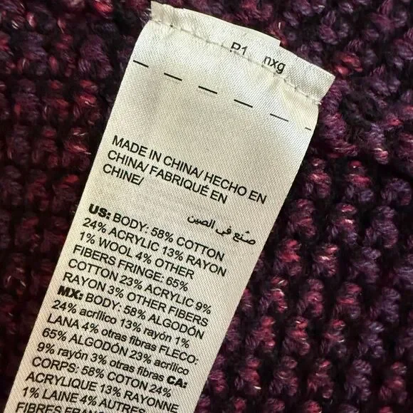 Chico's Marled Fringe cotton blend open front Cardigan Sweater size 1/M - Picture 5 of 7